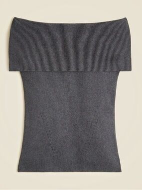 J.Crew NWT Tencel lyocell-blend foldover top S Small Hthr Charcoal